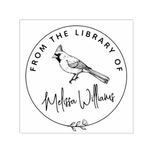 Carimbo Auto Entintado Cardeal Personalizado Ex Libris do Livro Bibliotec