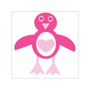 Carimbo Auto Entintado Cardíaco com amor bonito Cardíaco Pinguim Autoco