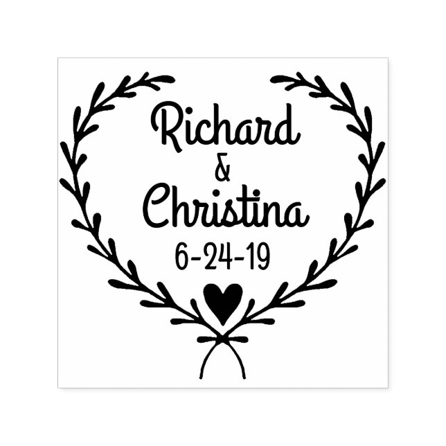Carimbo Auto Entintado Cartaz Personalizado do Coração Laurel Simples (Design)