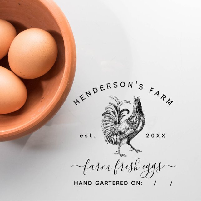 Carimbo Auto Entintado Cartonagem de Ovo de Fazenda Personalizada Rústica (Criador carregado)