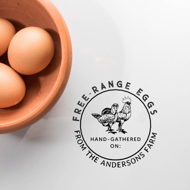 Carimbo Auto Entintado Cartonagem de ovos de Fazenda de frango redonda, p (Criador carregado)