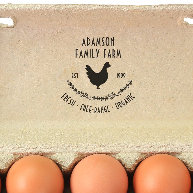 Carimbo Auto Entintado Cartonagem de ovos de fazenda familiar (Rubber Stamp Mock-up)