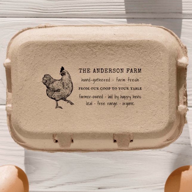 Carimbo Auto Entintado Cartonagem de ovos para Fazenda da família de fran (Rubber Stamp Mock-up)