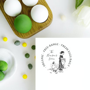 Carimbo Auto Entintado Cartonagem Elegante de Ovos de Fazenda Vintage Per