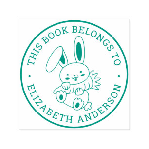 Carimbo Auto Entintado Cartoon Coelho Bonito Este Livro Pertence A