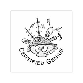 Carimbo Auto Entintado Cartoon de Boné Engraçado do Genius Certificado