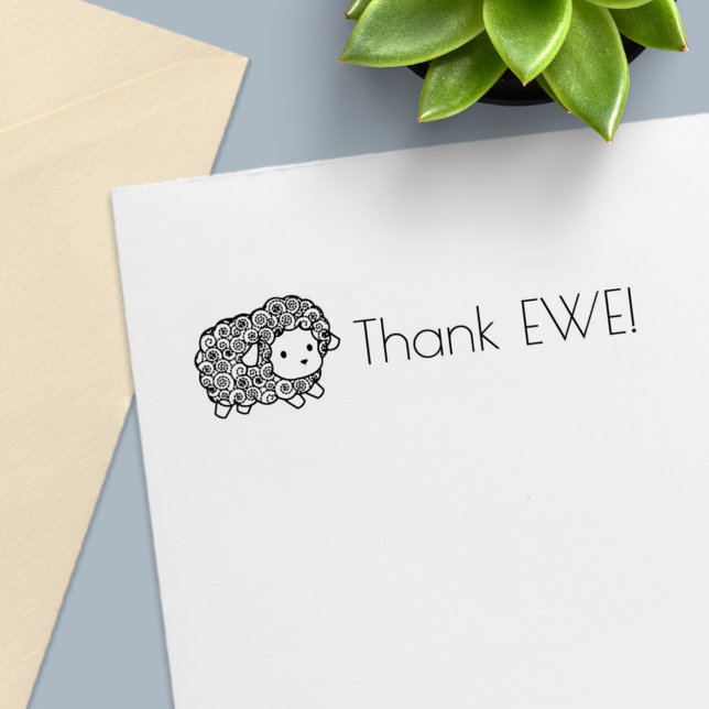 Carimbo Auto Entintado Casaco Pequeno Ovelino Obrigado (Você) (Criador carregado)