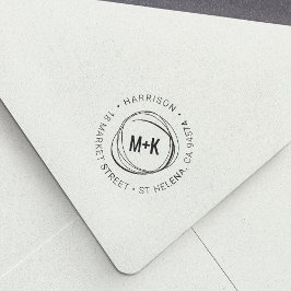 Carimbo Auto Entintado Casais Modernos Monograma Endereço de Retorno Redo