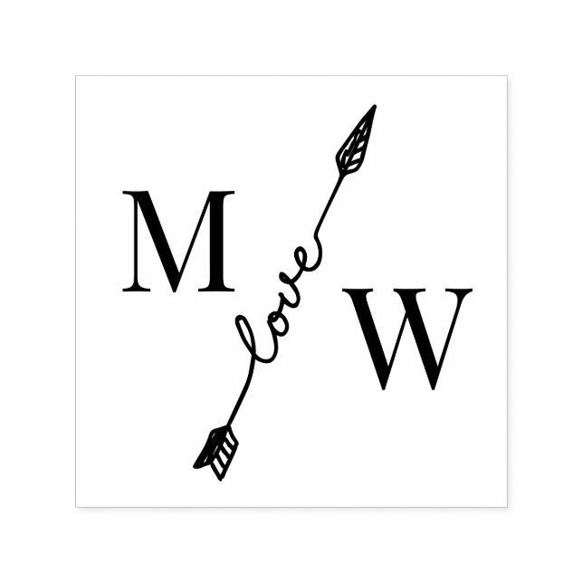 Carimbo Auto Entintado Casal 2 Monograma inicial com espaçador de seta de (Design)