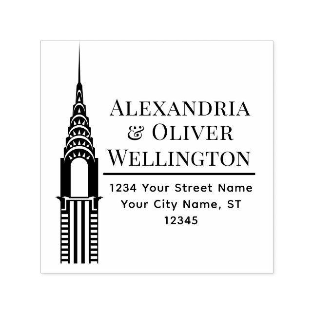 Carimbo Auto Entintado Casal Art Deco Chrysler Building NYC (Design)