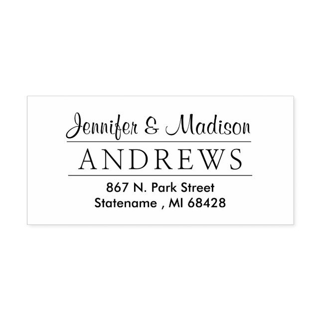 Carimbo Auto Entintado Casal clássico Elegante Monograma Endereço de devo (Design)