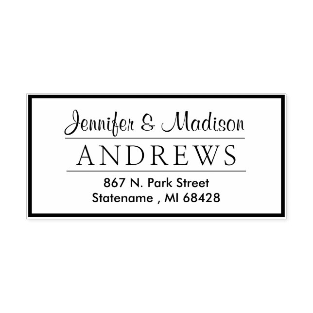 Carimbo Auto Entintado Casal clássico Elegante Monograma Endereço de devo (Design)