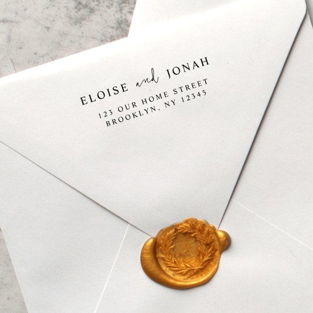 Carimbo Auto Entintado Casal de Casamento Moderno Elegante Na moda Simple (Criador carregado)