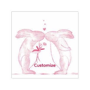 Carimbo Auto Entintado Casal de Coelhos Beijando Thunder_Cove
