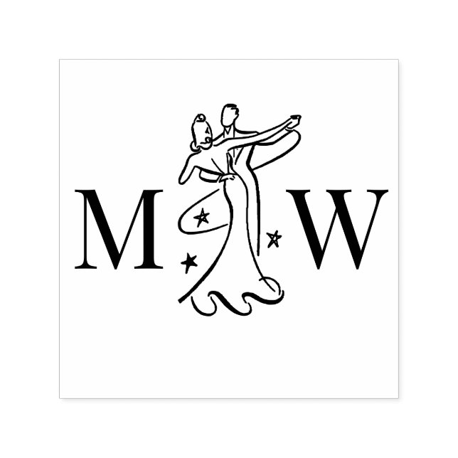 Carimbo Auto Entintado Casal de dança nº 1 Casamento 2 Monograma inicial (Design)