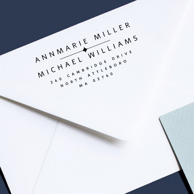 Carimbo Auto Entintado Casal Moderno Dois Sobrenomes Endereço de Devoluçã (Criador carregado)