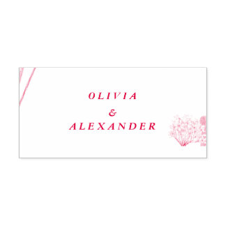Carimbo Auto Entintado Casamento Botânico Floral Branco Elegante