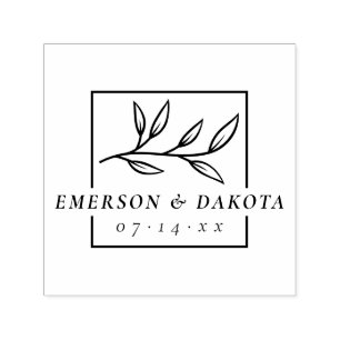 Carimbo Auto Entintado Casamento Botânico Moderno Personalizado   Salvar 