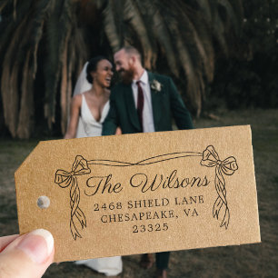 Carimbo Auto Entintado Casamento de Friso de Arco de Letra de Script Eleg