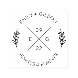 Carimbo Auto Entintado Casamento de Iniciais X Cruzadas Minimalistas