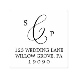 Carimbo Auto Entintado Casamento de Monograma de Caligrafia Delicada