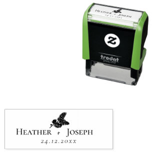 Carimbo Auto Entintado Casamento de Pine Cone Verde e Dourado