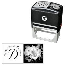 Carimbo Auto Entintado Casamento de Rosas Elegante