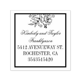 Carimbo Auto Entintado Casamento Elegante de Buquê Floral