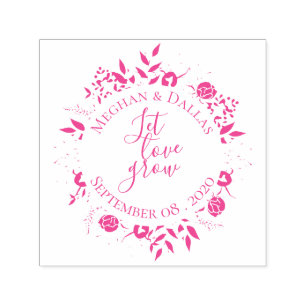 Carimbo Auto Entintado Casamento floral personalizado da grinalda