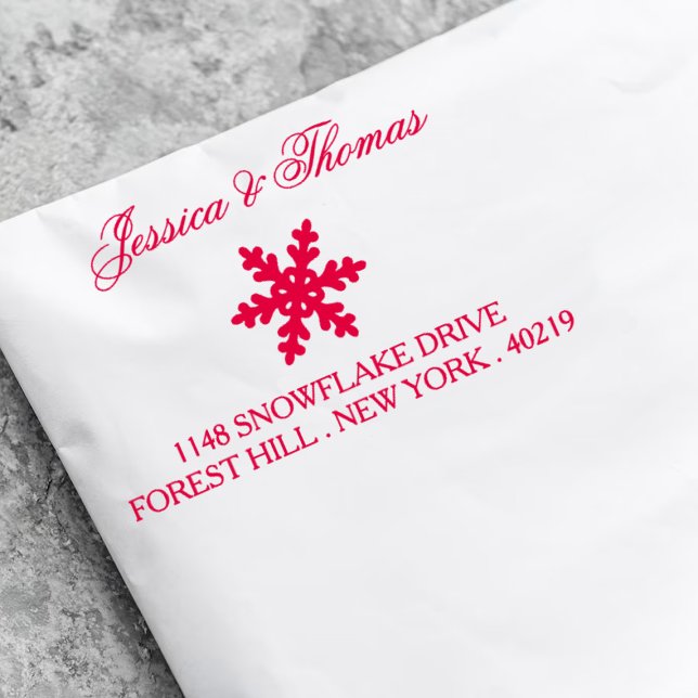 Carimbo Auto Entintado Casamento no inverno Elegante Snowflake (Criador carregado)