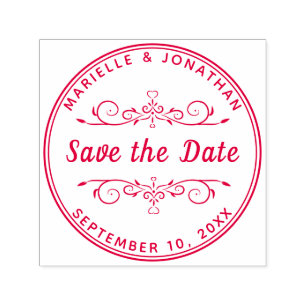 Carimbo Auto Entintado Casamento Salve a Data Coração Personalizada