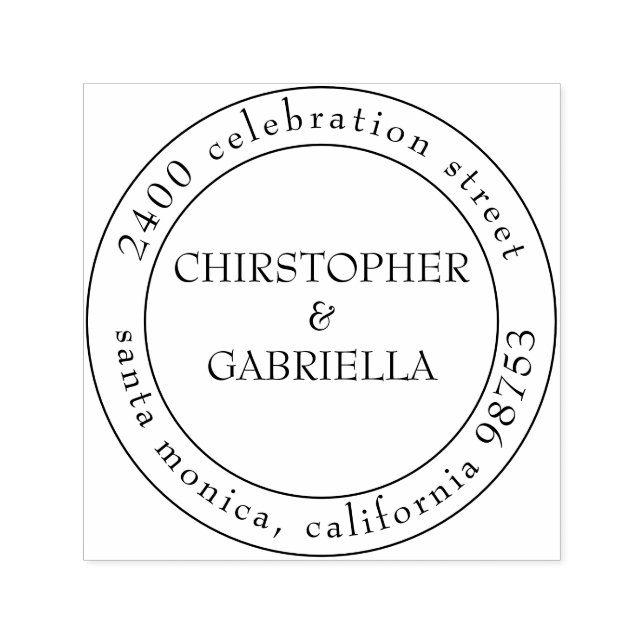 Carimbo Auto Entintado Casamento Simples Formal Branco e Preto (Design)