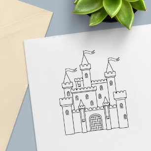 Carimbo Auto Entintado Castelo de Contos de Fadas para Colorir Linha Arte