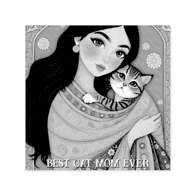 Carimbo Auto Entintado Cat lover Mom Photo  orange (Design)