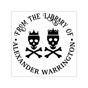Carimbo Auto Entintado Catálogo de Biblioteca de Casais Crossbones Crânio