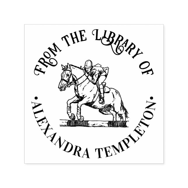 Carimbo Auto Entintado Cavaleiro Equestre Cavalo #2 Salto Biblioteca Nome (Design)