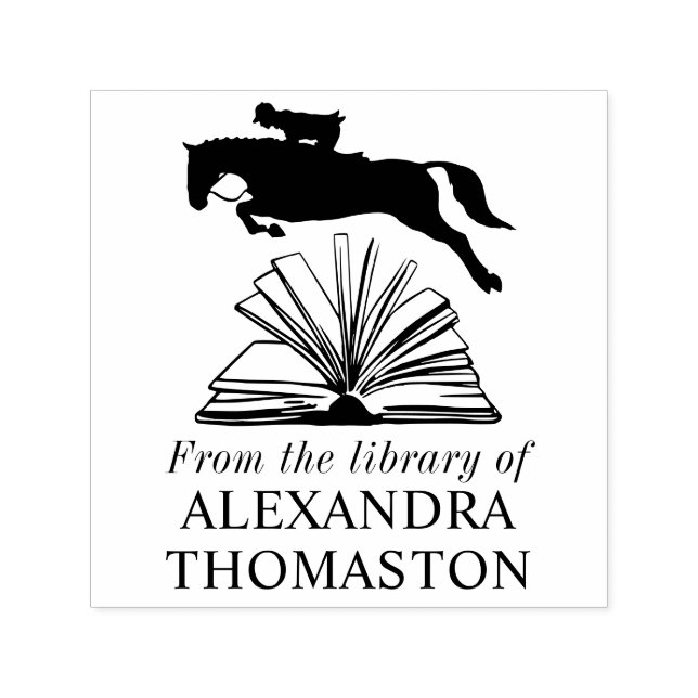 Carimbo Auto Entintado Cavaleiro Saltando Sobre o Nome da Biblioteca SQ L (Design)