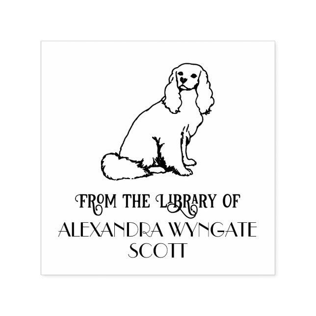 Carimbo Auto Entintado Cavalier King Charles Spaniel Cão Biblioteca Livro (Design)