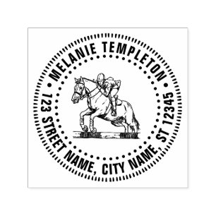 Carimbo Auto Entintado Cavalo Cavaleiro Equestre #2 Jump Nome Endereço de