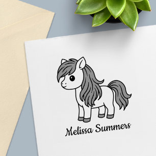 Carimbo Auto Entintado Cavalo De Desenho Animado Fofo Nome Personalizado