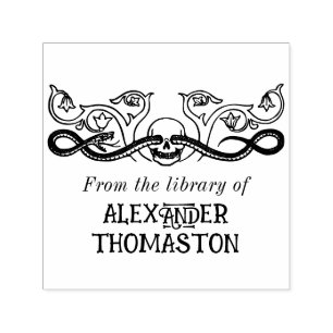 Carimbo Auto Entintado Caveira, Nome do Livro da Biblioteca Botânica Cobr