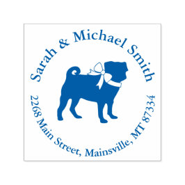 Carimbo Auto Entintado Celebração do Tema Azul do Partido Pug