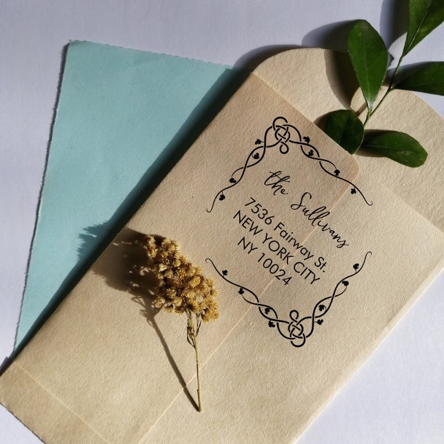 Carimbo Auto Entintado Celtic Knot Shamrocks Modern Return Address (Criador carregado)