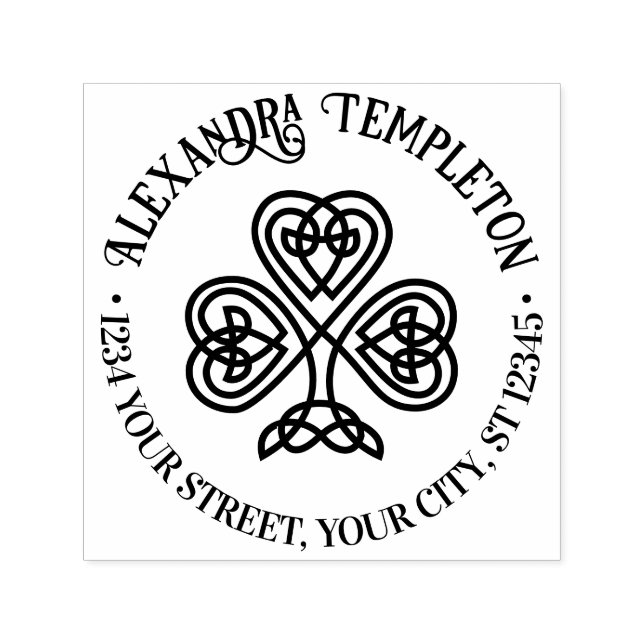 Carimbo Auto Entintado Celular Knot Shamrock #3P Nome Endereço de Devoluç (Design)