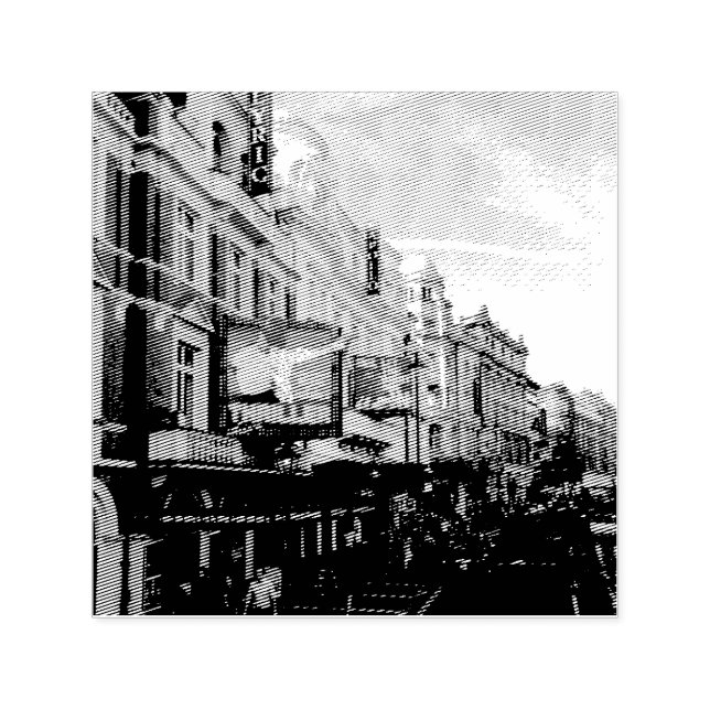 Carimbo Auto Entintado Centro Urbano Vintage Cityscape (Design)