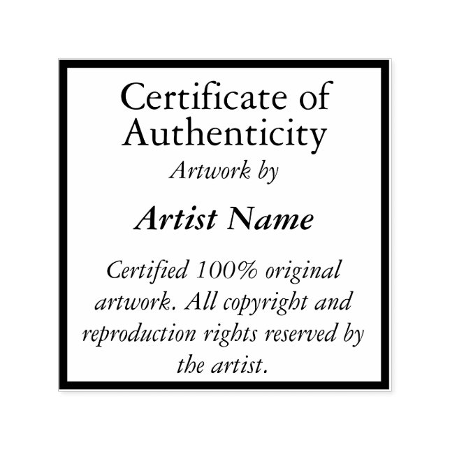 Carimbo Auto Entintado Certificado de Autenticidade Quadrado Personalizáv (Design)