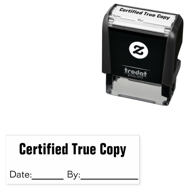 Carimbo Auto Entintado Certified True Copy Date By Business Text Template (In Situ)