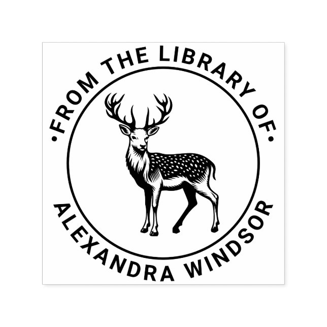 Carimbo Auto Entintado Cervo Manchado Rústico Chital Nome do Livro da Bib (Design)