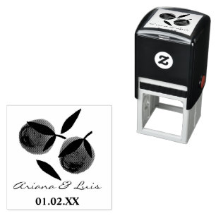 Carimbo Auto Entintado Chá de panela De Casamento Laranja Citrus Desenhad