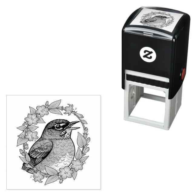 Carimbo Auto Entintado Charming Connecticut Bird With Mirabilis (In Situ)